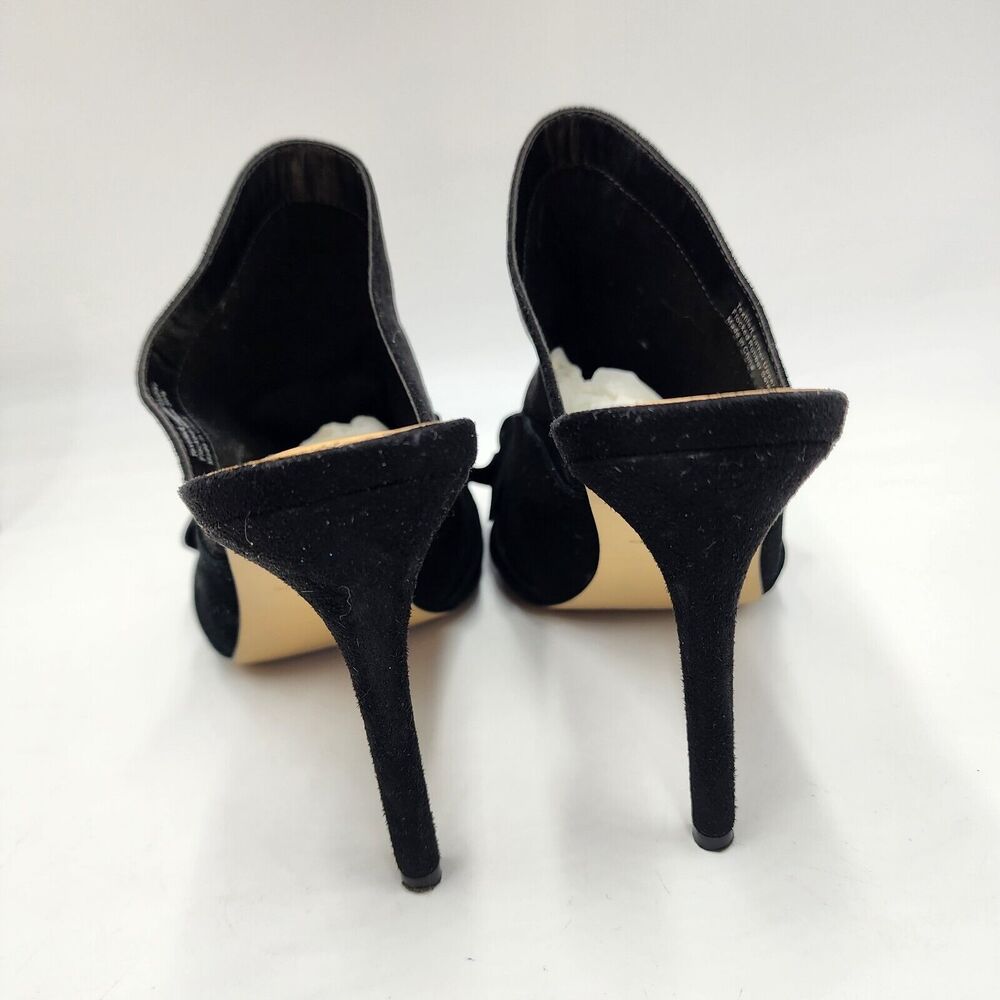 Daya by Zendaya Womens Black Suede Mule Pumps Slip On High Heel 9 Sinclair Bow - Picture 4 of 8